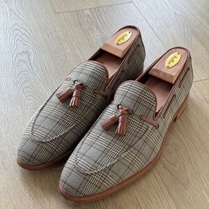 Taft Russell Tassel Loafer Shoes Plaid with Brown Leather - Size 10 US / 43 EU